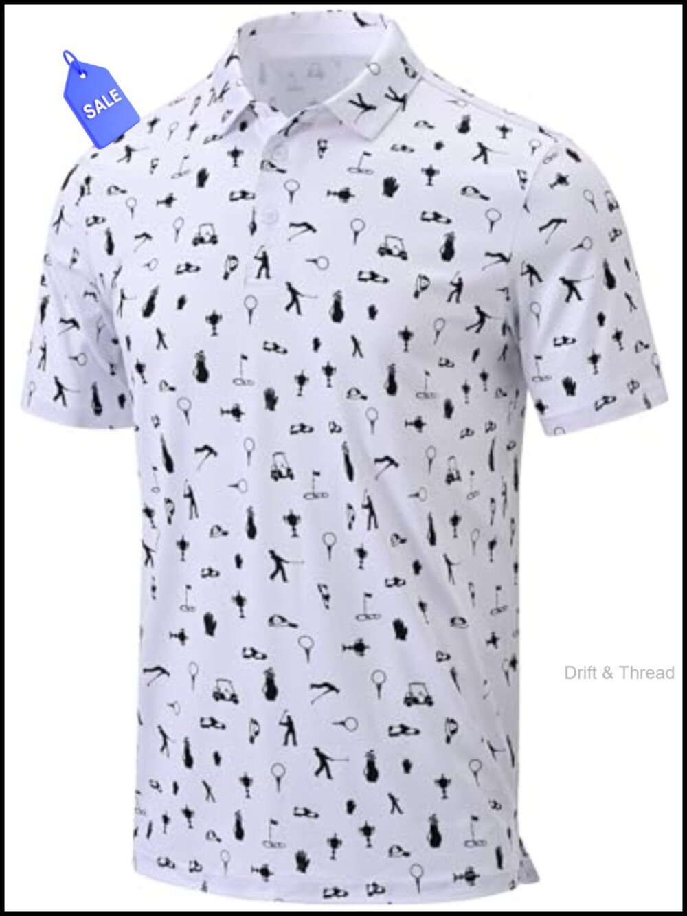 Men's Print Golf Polo Shirt Short Sleeve Dry Fit Moisture Wicking